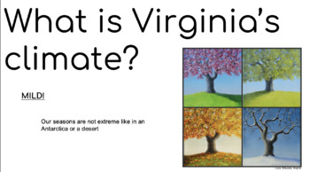 Preview of Climate, Seasons, and Landforms (for Virginia, but EDITABLE) PPTX