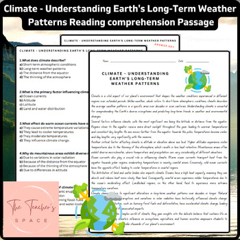 Preview of Climate - Understanding Earth's Long-Term Weather Patterns Reading Comprehension