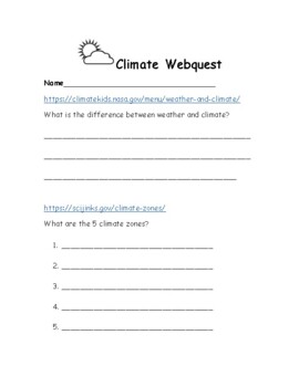 Preview of Climate Webquest