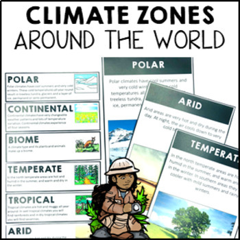 Preview of Climate Zones Maps Vocabulary Cards and Posters
