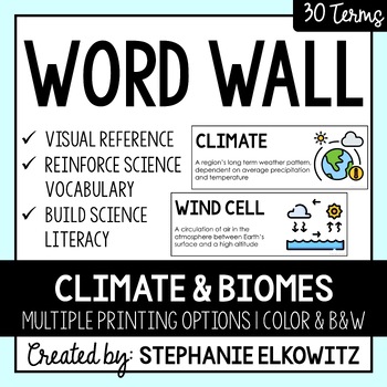 Preview of Climate and Biomes Word Wall | Science Vocabulary