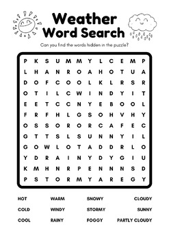 Climate and weather word search answer key by Storyof Student Teaching