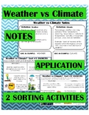 Climate vs Weather Notes, Application and Sorting Activity