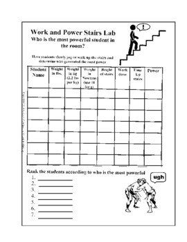 Work And Power Worksheet And Or Lab Walking The Stairs Tpt