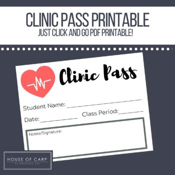Preview of Clinic Pass Design, Nurse Pass Design, Printable
