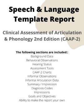 Preview of Speech & Language Report Template (CAAP-2)