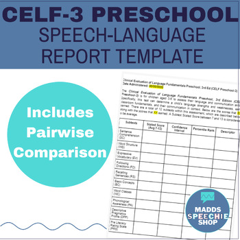 Preview of Clinical Evaluation of Language Fundamentals Preschool CELFP-3 Report Template