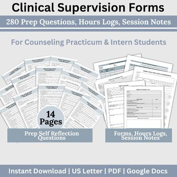 Preview of Hours Log for Counseling Students, Clinical Supervision Notes, Google Doc Hours