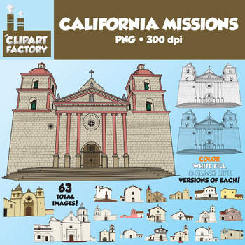 Preview of Clip Art: 21 California Missions