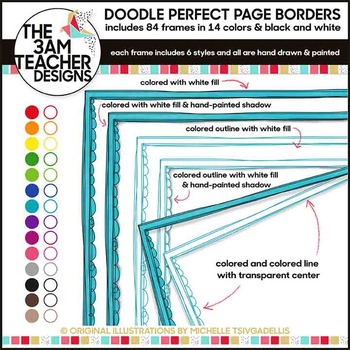Preview of Clip Art: 84 Colorful Doodle Page Borders