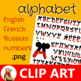 Clip Art ALPHABET English French Russian numbers