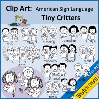 Preview of Clip Art: ASL Tiny Critter Signs (American Sign Language)