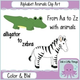 Clip Art Alphabet Animals A-Z in Color and B&W
