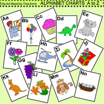 Clip Art Alphabet Charts A to Z by Clip Art Stand by Tina Anne | TpT