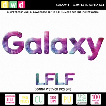 Preview of Clip Art Alphabet GALAXY 1 LFLF Printable Letters Numbers