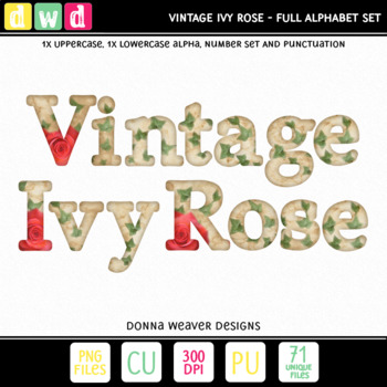 clip art alphabet vintage ivy rose printable letters numbers tpt