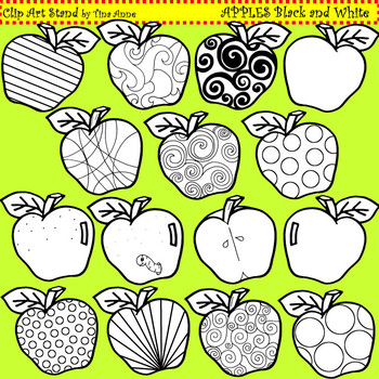 Preview of Clip Art Apples in black and white