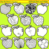 Clip Art Apples in black and white