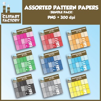 Preview of Clip Art: Assorted Pattern Paper Bundle-Assorted Colors - 162 Digital Papers