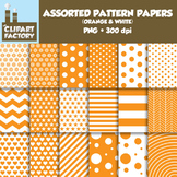 Clip Art: Assorted Patterns-Orange & White - 18 Digital Papers