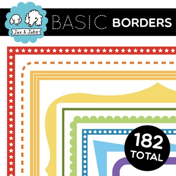 Preview of BASIC Page Borders Clipart - 182 Simple and Colorful Clip Art Frames