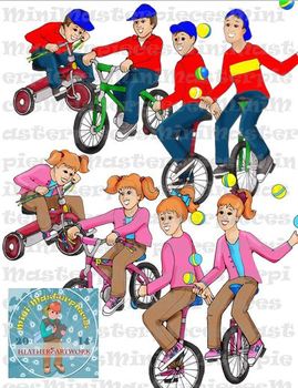 Preview of Clip Art: Bicycles, Bikes, Juggling and Learning Levels by HeatherSArtwork