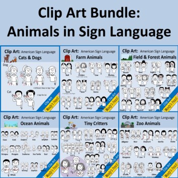 Preview of Clip Art Bundle:  Animals in Sign Language