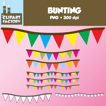 Preview of Clip Art: Bunting - Digital Bunting in Assorted colors and black and white