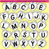 Clip Art Candy Heart Letters black and white