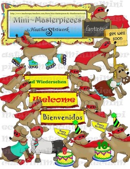 Preview of Clip Art: Celebrations, Comings, and Goings Dachshund Dogs by HeatherSArtwork