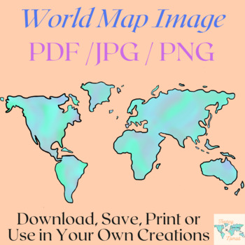 Clip Art Colorful World Map Image & Printable PDF by Teaching Nomad24