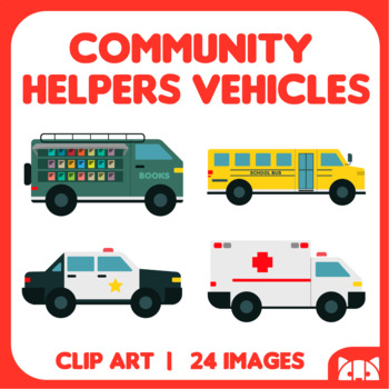 Preview of Clip Art: Community Helper Vehicles (Police Car, Fire Truck, Airplane)