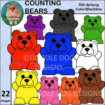 Preview of Clip Art - Counting Bears - Math Counters - Counter Bears