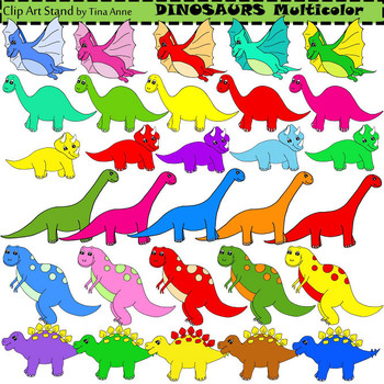Preview of Clip Art Dinosaurs Multicolor