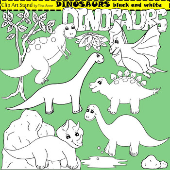 Preview of Clip Art Dinosaurs in black and white