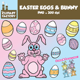 Clip Art: Easter Bunny and Easter Eggs - Fun colorful East