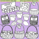 Clip Art Easter Eggs & Baskets in black and white