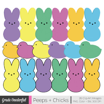 Easter Peeps Bunnies Chicks Clip Art By Grade Onederful Tpt