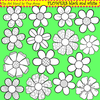 Preview of Clip Art Flowers in black and white