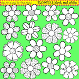 Clip Art Flowers in black and white