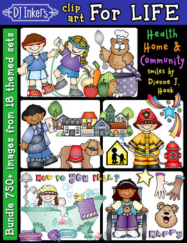 Preview of Clip Art for Life - Health, Home and Community - 18 Download Bundle