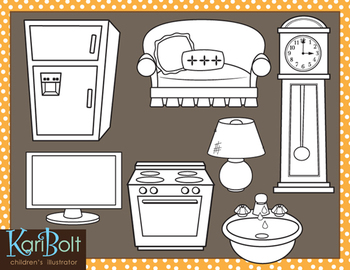 Clip-Art Furniture and Appliances Around the Home
