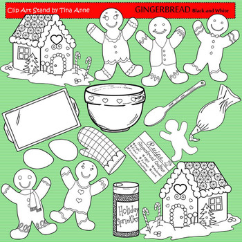 Preview of Clip Art Gingerbread Black & White