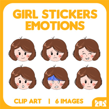 Preview of Clip Art: Girl Stickers Emotions