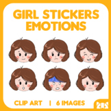 Clip Art: Girl Stickers Emotions