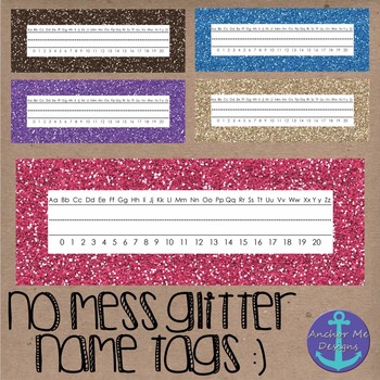 glitter name tags or labels for student desks printables by anchor me