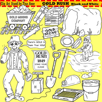 Preview of Clip Art Gold Rush in black and white