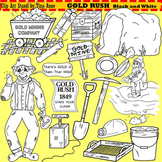 Clip Art Gold Rush in black and white