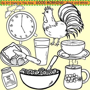 Preview of Clip Art Good Morning in black and white