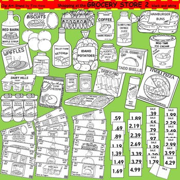 Preview of Clip Art Grocery Store 2 in black and white